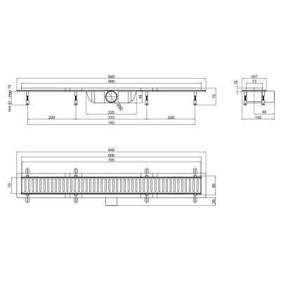 Трап Qtap Dry FA304-800 линейный с сухим затвором и нержавеющей решеткой 800х73 Трап Qtap Dry FA304-800 линейный с сухим затвором и нержавеющей решеткой 800х73