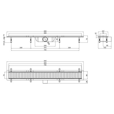 Трап Qtap Dry FB304-800 лінійний з сухим закривом та нержавіючою решіткою 800х73 Трап Qtap Dry FB304-800 лінійний з сухим закривом та нержавіючою решіткою 800х73