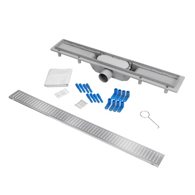 Трап Qtap Dry FB304-800 лінійний з сухим закривом та нержавіючою решіткою 800х73 Трап Qtap Dry FB304-800 лінійний з сухим закривом та нержавіючою решіткою 800х73