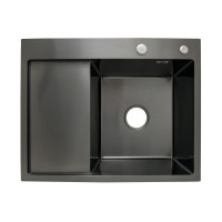 Мийка для кухні інтегрована Lidz Handmade H6350BL крило ліворуч (LDH6350BRUL45589) Brushed Black PVD 3,0/1,0 мм Мийка для кухні інтегрована Lidz Handmade H6350BL крило ліворуч (LDH6350BRUL45589) Brushed Black PVD 3,0/1,0 мм
