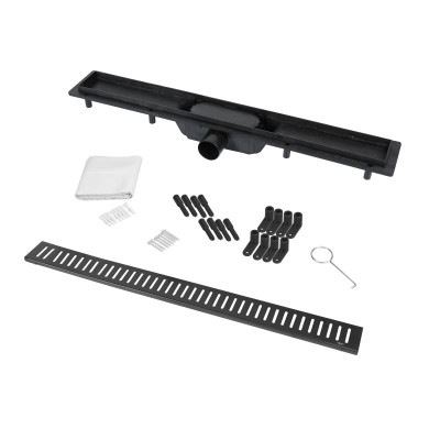 Трап Qtap Dry FA304-700MBLA линейный с сухим затвором и нержавеющей решеткой 700х73 Трап Qtap Dry FA304-700MBLA линейный с сухим затвором и нержавеющей решеткой 700х73