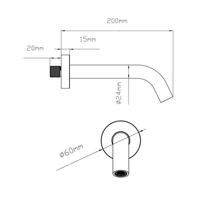 Вилив для систем прихованого монтажу Qtap Vytok 200 мм округлий QTVYT246BLM45931 Black Matt Вилив для систем прихованого монтажу Qtap Vytok 200 мм округлий QTVYT246BLM45931 Black Matt