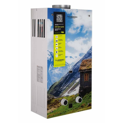 Колонка газова димохідна Thermo Alliance JSD20-10GC 10 л панель скляна з малюнком гори Колонка газова димохідна Thermo Alliance JSD20-10GC 10 л панель скляна з малюнком гори