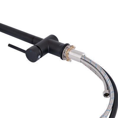 Змішувач для кухні Qtap Rozcesti з висувним виливом з підключенням для питної води QTROZ367BLM45943 Black Matt Змішувач для кухні Qtap Rozcesti з висувним виливом з підключенням для питної води QTROZ367BLM45943 Black Matt