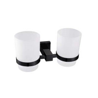 Склянка з тримачем Qtap Crow настінна подвійна QTST6201103B Black (Sklenka)