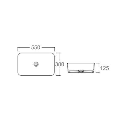 Раковина накладная Qtap Virgo N прямоугольная без донного клапана WHITE QT18116308W