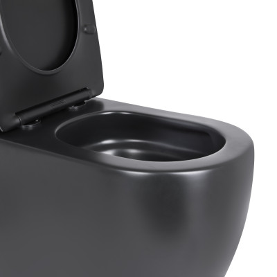 Унитаз напольный Qtap Robin Ultra Quiet безободковый с сиденьем Soft-Close MATT BLACK QT13226083AMB Унитаз напольный Qtap Robin Ultra Quiet безободковый с сиденьем Soft-Close MATT BLACK QT13226083AMB