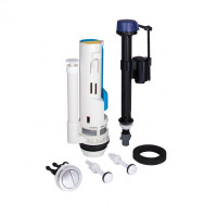 Qtap HY1(Presto)  комплект арматури для бачка унітазу з подвійною круглою кнопкою змиву 4,8 см та клапаном нижньої подачі води, 3/6L CHR