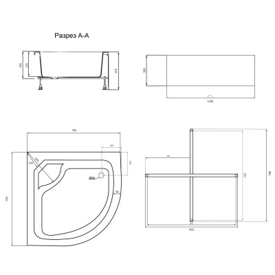 Душовий піддон Lidz KAPIELKA ST80x80x41 см з панеллю Душовий піддон Lidz KAPIELKA ST80x80x41 см з панеллю