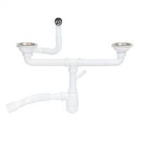 Сифон двойной для кухонной мойки Lidz (WHI) 60 08 E001 02 ECO с круглым переливом (выход 50 мм) Сифон двойной для кухонной мойки Lidz (WHI) 60 08 E001 02 ECO с круглым переливом (выход 50 мм)