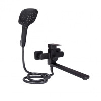 Змішувач для ванни Lidz Kubis 005 з поворотним виливом (з душовим гарнітуром) (k35) LDKUB005BLA43378 Black Змішувач для ванни Lidz Kubis 005 з поворотним виливом (з душовим гарнітуром) (k35) LDKUB005BLA43378 Black