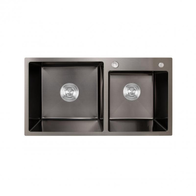 Мойка для кухни с двумя чашами интегрированная Lidz Handmade H7843 (LDH7843BPVD45586) Brushed Black PVD 3,0/1,0 мм Мойка для кухни с двумя чашами интегрированная Lidz Handmade H7843 (LDH7843BPVD45586) Brushed Black PVD 3,0/1,0 мм