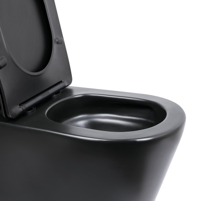 Унітаз підлоговий Qtap Scorpio Ultra Quiet безобідковий з сидінням Soft-close MATT BLACK QT14226088AMB