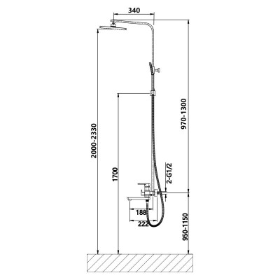 Душова система універсальна Lidz Wawel 1030 на три споживача (з виливом) (k35) LDWAW1030CRM45391 Chrome Душова система універсальна Lidz Wawel 1030 на три споживача (з виливом) (k35) LDWAW1030CRM45391 Chrome
