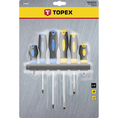 Викрутки TOPEX набір 6шт, SL,PH, сталь CrV Викрутки TOPEX набір 6шт, SL,PH, сталь CrV