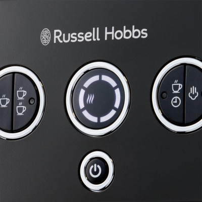 Кофеварка Russell Hobbs рожковая Distinctions 1.1л, молотая + чалды, черно-серебристый
