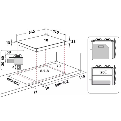 Варильна поверхня Whirlpool газова, 60см, чавун, конфорка з подвійним рядом полум'я, чорний Варильна поверхня Whirlpool газова, 60см, чавун, конфорка з подвійним рядом полум'я, чорний