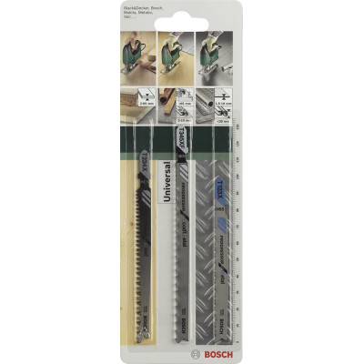 Bosch Полотно пиляльне для електролобзика по дереву та металу, Progressor Wood and Metal, набір 3шт