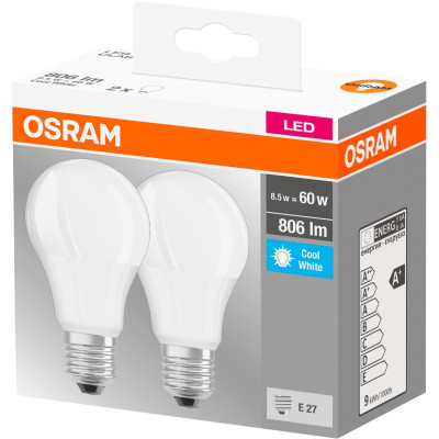 Osram Набір ламп 2шт LED E27 8.5Вт 4000К 806Лм A60 Osram Набір ламп 2шт LED E27 8.5Вт 4000К 806Лм A60