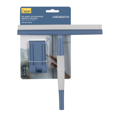 Шкребок для скла з гачком ARDESTO Solid 22.7х21.7см, пластик, гума, блакитний