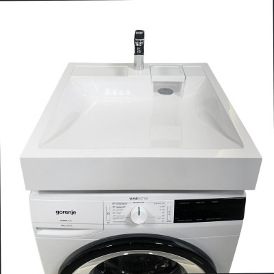 Раковина, умивальник Adamant WASHER NEW, штучний камінь, прямокут., з отвором для змішувача, без переливу, 595х595х115мм, накладний, білий