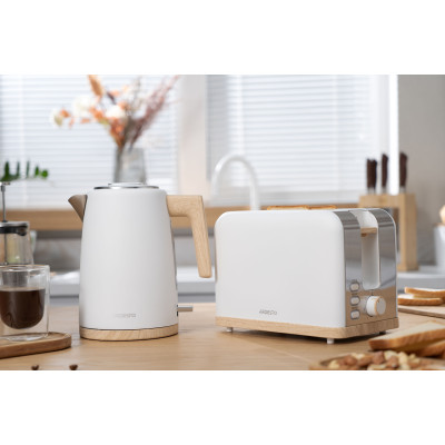 Тостер Ardesto Wood Modern, 800Вт, метал, 2 слоти, білий