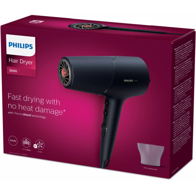 Фен Philips 5000 Series, 2100Вт, 3 режими, іонізація, хол. обдув, темно-сірий