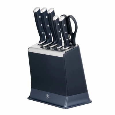 Набір ножів Tefal EverSharp Pro, з блоком, 6предметів, нержавіюча сталь, синій Набір ножів Tefal EverSharp Pro, з блоком, 6предметів, нержавіюча сталь, синій