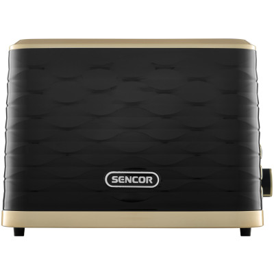 Тостер Sencor 930Вт, підігрів, розморожування, підсвічування, пластик, чорно-золотий