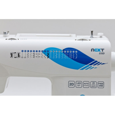 Швейна машина МINERVA NEXT 232D, електромех., 85Вт, 23 шв.оп., петля напівавтомат, білий + синій Швейна машина МINERVA NEXT 232D, електромех., 85Вт, 23 шв.оп., петля напівавтомат, білий + синій