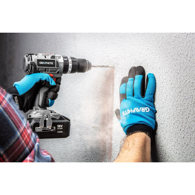 Шуруповерт-дрель аккумуляторный GRAPHITE Energy+ 18В бесщеточный 2х2А-ч 58Нм 0-500-0-1700об-хв кейс ЗП 1.2кг