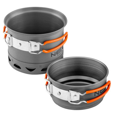 Neo Tools Набір посуду туристичного, 2в1, набір каструль із радіатором, сертифікат LFGB, чохол, 0.268кг Neo Tools Набір посуду туристичного, 2в1, набір каструль із радіатором, сертифікат LFGB, чохол, 0.268кг