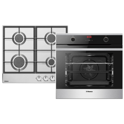 Комплект Hansa (духовка електрична + поверхня газова), чорний+нерж