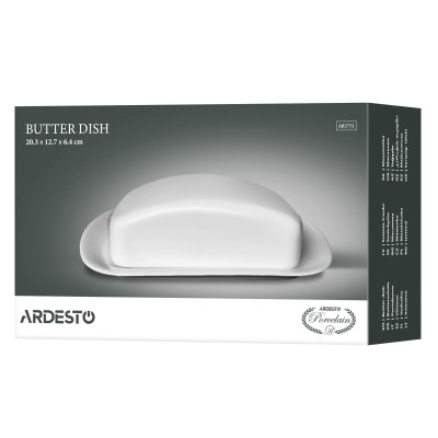Маслянка ARDESTO, 20.3х12.7х6.4см, порцеляна, білий