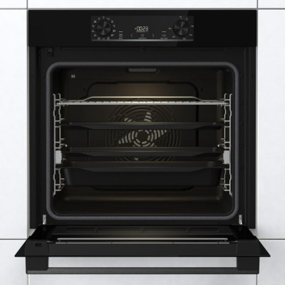 Gorenje Духова шафа електрична, 77л, A+, пара, дисплей, піроліз, чорний