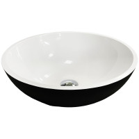 Раковина, умивальник Adamant KREIS, штучний камінь, кругла, без отвору для змішувача та переливу, 420х150мм, накладний, чорно-білий