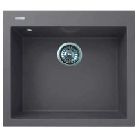 Мийка кухонна Adamant Univer, штучний камінь, квадрат, без крила, 560х500х200мм, чаша - 1, врізна, сірий