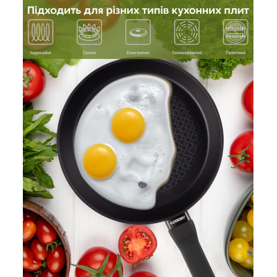 Сковорода глибока ARDESTO Gemini, 28см, алюміній, чорний Сковорода глибока ARDESTO Gemini, 28см, алюміній, чорний