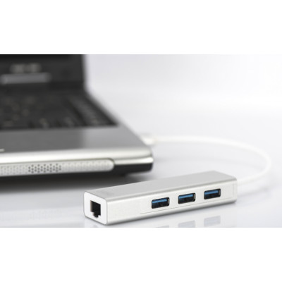 Digitus 3-разъемный хаб USB 3.0 и сетевой адаптер Gigabit