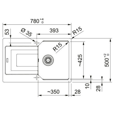 Мийка кухонна Franke Urban, фраграніт, прямокутник, з крилом, 780х500х220мм, чаша - 1, врізна, оборотна, UBG 611-78, чорний матовий