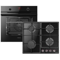 Комплект Hansa (духовка електрична + поверхня газ на склі), чорний