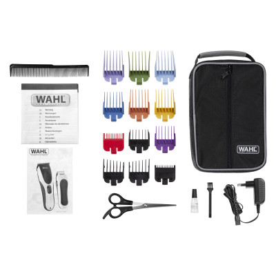 Набір для стрижки WAHL Color Pro Cordless, мережа+акум., тример,гребінець,ножиці, сталь, синій