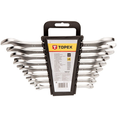 Ключі гайкові TOPEX, двосторонні, 6-22мм, CrV, набір 8шт Ключі гайкові TOPEX, двосторонні, 6-22мм, CrV, набір 8шт