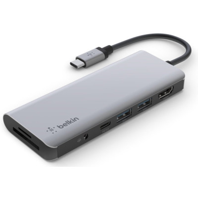 Хаб Belkin USB-C 7в1 HDMI/VGA/2хUSB-A/USB-C/SD/microSD/jack3.5 Хаб Belkin USB-C 7в1 HDMI/VGA/2хUSB-A/USB-C/SD/microSD/jack3.5