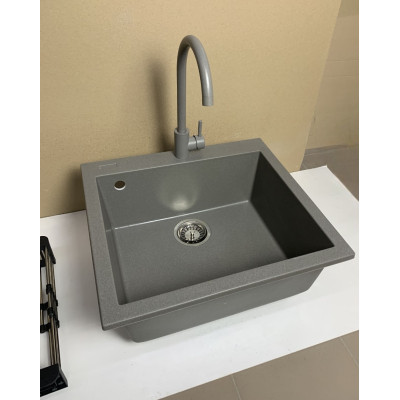 Набір кухонний Adamant Univer, штучний камінь, квадрат, без крила, 560х500х200мм, чаша - 1, врізна, сірий + змішувач + дозатор + ополіскувач склянок + коландер Набір кухонний Adamant Univer, штучний камінь, квадрат, без крила, 560х500х200мм, чаша - 1, врізна, сірий + змішувач + дозатор + ополіскувач склянок + коландер