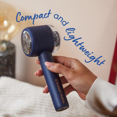 Машинка для видалення катишків Russell Hobbs, велика площа лез. 90 хв. роботи на одному заряді, USB, синій