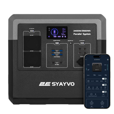 Портативная электростанция 2Е Syayvo 2400 Вт, 2560 Вт/ч, WiFi/BT, параллельное подключение, быстрая зарядка (2E-PPS24256)