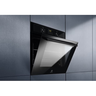 Духова шафа Electrolux електрична, 65л, A, дисплей, конвекція, телескопічні напрямні, чорний (EOF3H50BK)