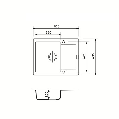 Набір кухонний Adamant Minimal, штучний камінь, прямокут., з крилом, 615х495х200мм, чаша - 1, врізна, графіт + змішувач