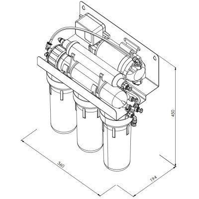 Фільтр зворотного осмосу Ecosoft Standard 5-50P PRO з помпою та мінералізатором, мембрана 50gpd, кран капля, дренаж 1:2